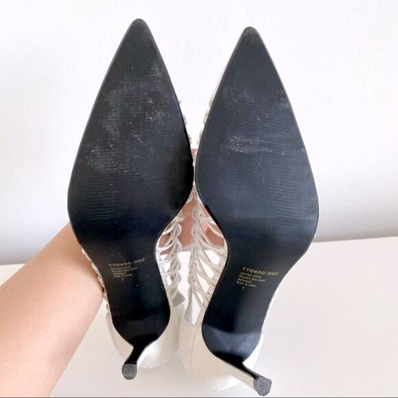 Colin Stuart White Leather Pointed Toe Caged Heel Size 7 - Picture 8 of 10
